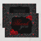 Gothic Roos Black en Red Hartelijk dank Bedankkaart (Voorkant / Achterkant)