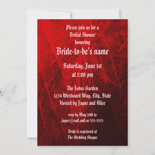 Gothic Roos Bridal Shower Invitation Kaart (Voorkant)