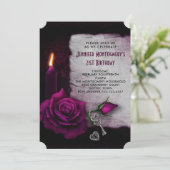 Gothic Roos Candle and Locket Birthday Party Kaart (Staand voorkant)