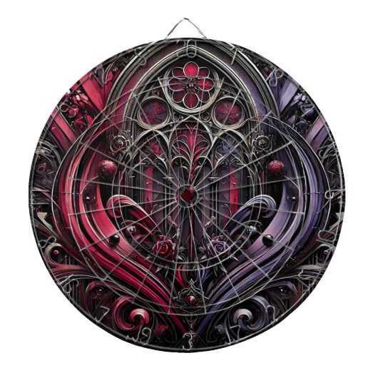 Gothic Roos Dartboard voor Game Nights Dartbord (Voorkant)