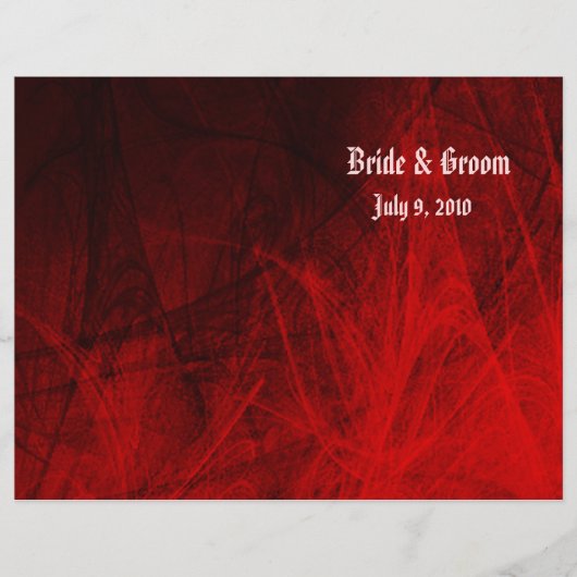 Gothic Roos Folded Wedding Programme (Voorkant)