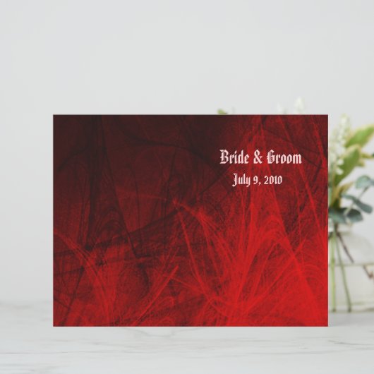 Gothic Roos Folded Wedding Programme (Staand voorkant)