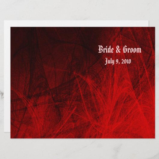 Gothic Roos Folded Wedding Programme (Voorkant / Achterkant)