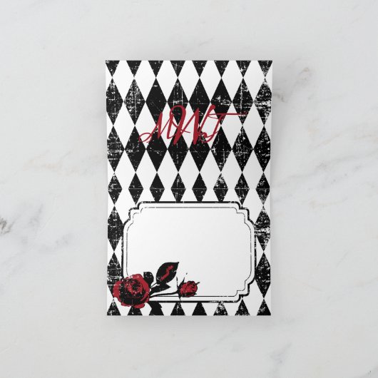 Gothic Roos Grunge Diamond Print Dank u Bedankkaart (Binnen)