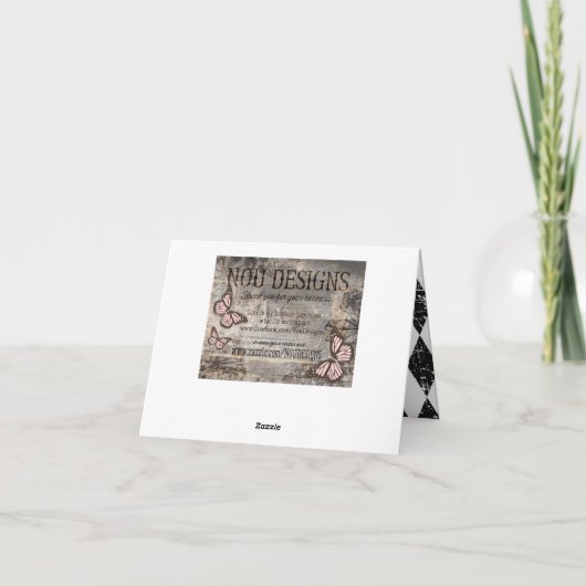 Gothic Roos Grunge Diamond Print Dank u Bedankkaart (Achterkant)