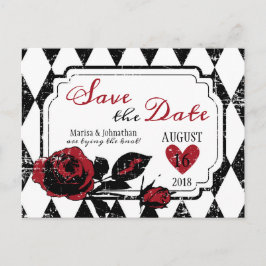 Gothic Roos Grunge Diamond Print De datum opslaan Aankondigingskaart