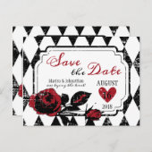 Gothic Roos Grunge Diamond Print De datum opslaan Aankondigingskaart (Voorkant / Achterkant)