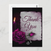 Gothic Roos, Kaars en Hanger Bedanktfeestje Briefkaart (Voorkant / Achterkant)
