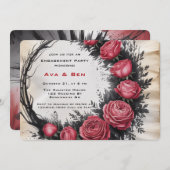 Gothic Roos Lijst Engagement Party Kaart (Voorkant / Achterkant)