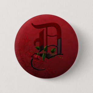 Gothic Roos Monogram D Ronde Button 5,7 Cm