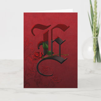 Gothic Roos Monogram E Notitiekaartje
