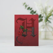 Gothic Roos Monogram H Briefkaart (Staand voorkant)
