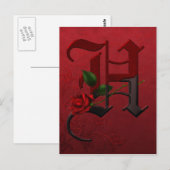 Gothic Roos Monogram H Briefkaart (Voorkant / Achterkant)