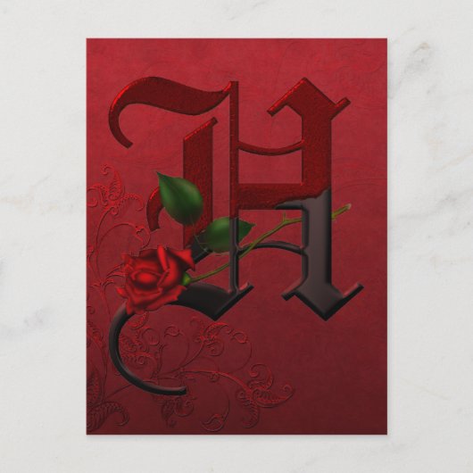 Gothic Roos Monogram H Briefkaart (Voorkant)