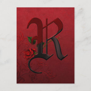 Gothic Roos Monogram R Briefkaart