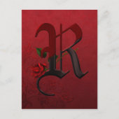 Gothic Roos Monogram R Briefkaart (Voorkant)