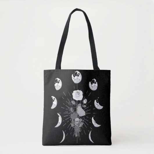 Gothic Roos Moon-fases Witchy Crescent Tote Bag (Voorkant)