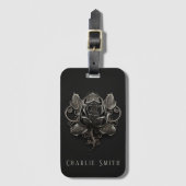 Gothic roos ornament op donkere achtergronddouanen bagagelabel (Voorkant (verticaal))