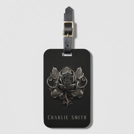 Gothic roos ornament op donkere achtergronddouanen bagagelabel (Voorkant (verticaal))