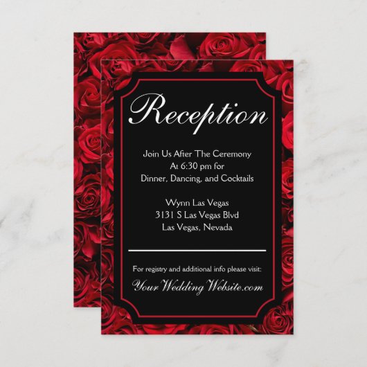 Gothic Roos Reception Enclosure Card RSVP Kaartje (Voorkant / Achterkant)