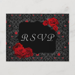 Gothic Roos Red en Black RSVP-kaart Uitnodiging Briefkaart