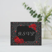 Gothic Roos Red en Black RSVP-kaart Uitnodiging Briefkaart (Staand voorkant)