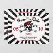 Gothic Roos Skull Grunge Pirate Save the Date Aankondigingskaart (Voorkant / Achterkant)