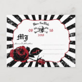 Gothic Roos Skull Grunge Pirate Save the Date Aankondigingskaart (Achterkant)