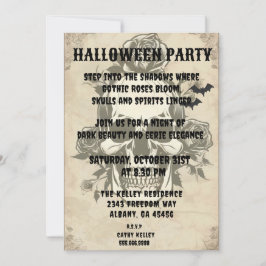 Gothic Roos Skull Invitation -  Halloween P Kaart