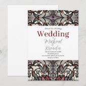 Gothic Roos Wedding Invitation Kaart (Voorkant / Achterkant)