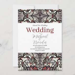 Gothic Roos Wedding Invitation Kaart