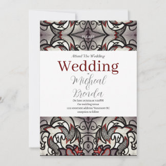 Gothic Roos Wedding Invitation Kaart