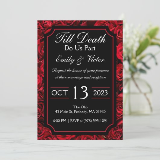  Gothic Roos Wedding Invitations Kaart (Staand voorkant)