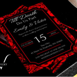 Gothic Roos Wedding Invitations Kaart