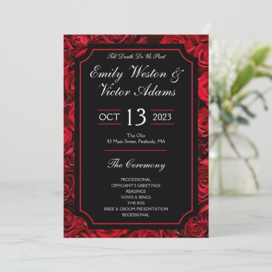 Gothic Roos Wedding Program Wide Menu (Staand voorkant)
