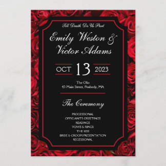 Gothic Roos Wedding Program Wide Menu