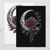 Gothic Rose Crescent Moon Dark Floral Artwork Feestdagenkaart (Voorkant / Achterkant)