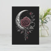 Gothic Rose Crescent Moon Dark Floral Artwork Feestdagenkaart (Staand voorkant)