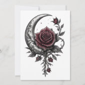 Gothic Rose Crescent Moon Dark Floral Artwork Feestdagenkaart (Achterkant)