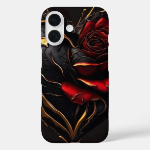 Gothic Rose Hart – Luxe Donkere Kunst Telefoonhoes iPhone 16 Hoesje