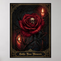 Gothic Rose Memento Mori Skull Dark Floral Candle