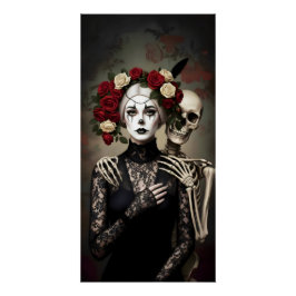 Gothic Rose Queen – Dark Romantic Art with Skeleto Perfect Poster