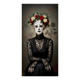 Gothic Rose Queen – Dark Romantic Art with Skeleto Perfect Poster