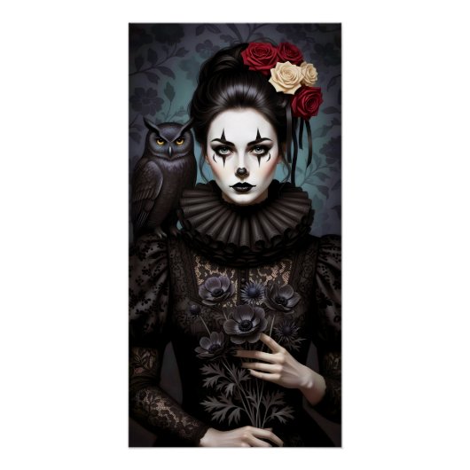 Gothic Rose Queen – Dark Romantic Art with Skeleto Perfect Poster (Voorkant)