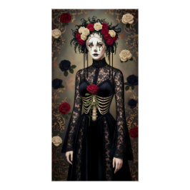 Gothic Rose Queen – Dark Romantic Art with Skeleto Perfect Poster