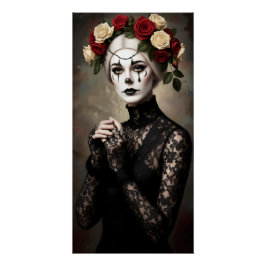 Gothic Rose Queen – Dark Romantic Art with Skeleto Perfect Poster
