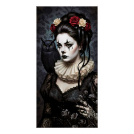 Gothic Rose Queen – Dark Romantic Art with Skeleto Perfect Poster