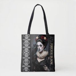Gothic Rose Queen – Dark Romantic Art with Skeleto Tote Bag
