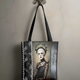 Gothic Rose Queen – Dark Romantic Art with Skeleto Tote Bag