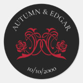 Gothic Rose Red Black Wedding Ronde Sticker (Voorkant)